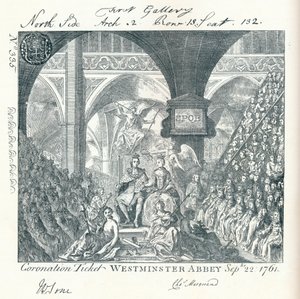 Grawerowany bilet na ceremonię koronacji Jerzego III w Opactwie Westminsterskim 1761 1906
