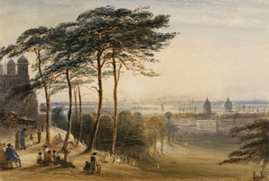 Greenwich ze Wzgórza Obserwacyjnego, ok. 1850 r. (akwarela) autorstwa George Bryant Campion