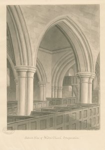 Wnętrze kościoła Weston-on-Trent: rysunek w sepii, 1841