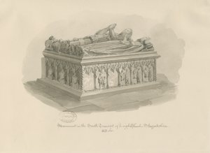 Kościół Leigh - Pomnik Sir Johna Astona: rysunek w sepii, 1841 r.