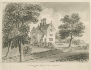 Sandon - Old Hall Farm: rysunek w sepii autorstwa George Buckler