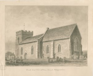 Stowe Church: rysunek w kolorze sepii autorstwa George Buckler
