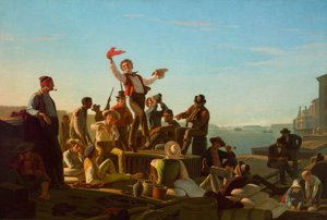 Jolly Flatboatmen w Port autorstwa George Caleb Bingham