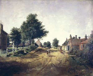 Hollym Village, Holderness, ok. 1885 (olej na płótnie) autorstwa George Cammidge