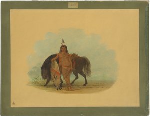 Czejeński wojownik odpoczywający na koniu autorstwa George Catlin