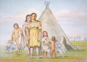 Rodzina Komanczów przed tipi autorstwa George Catlin