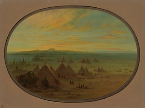 Wioska kruków nad rzeką Salmon, 18551869. autorstwa George Catlin