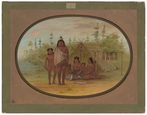 Płaskogłowy wódz ze swoją rodziną autorstwa George Catlin