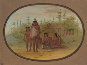 Płaskogłowy wódz ze swoją rodziną, 18551869. autorstwa George Catlin