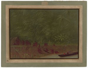 Obóz Mura - szkic łodzi autorstwa George Catlin