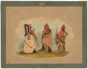 Wódz Pawnee z dwoma wojownikami autorstwa George Catlin