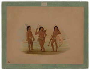 Wódz Puelchee i dwóch młodych wojowników autorstwa George Catlin