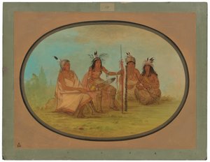 Stary wódz Ojibbeway i trzej wojownicy autorstwa George Catlin