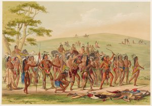Łucznictwo plemienia Mandanów autorstwa George Catlin