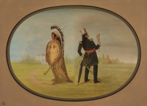 Szef Assiniboine przed i po cywilizacji, 18611869. autorstwa George Catlin