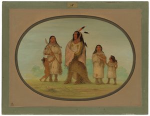 Assinneboine Wojownik i jego rodzina autorstwa George Catlin