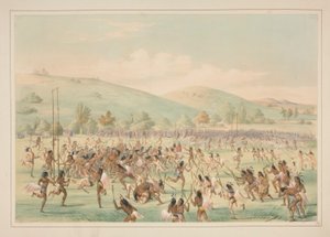 Gra z piłką, pl. 23 z portfolio Indian północnoamerykańskich autorstwa George Catlin