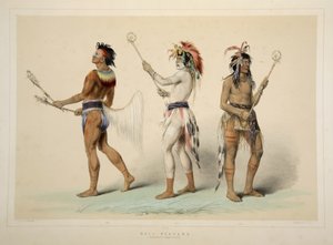 Piłkarze, z portfolio Indian Catlins North American Indian. Sceny myśliwskie i rozrywki Gór Skalistych i Prerii Ameryki, wyd. 1845 autorstwa George Catlin