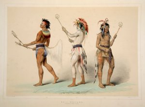 Piłkarze, wyd. 1845 kolorowa litografia. autorstwa George Catlin