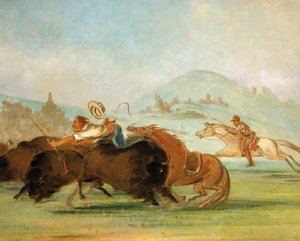 Batiste i ja Biegnący Bawół, Ujście Yellowstone autorstwa George Catlin
