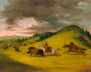 Bitwa między Siuksami a Sac i Fox autorstwa George Catlin