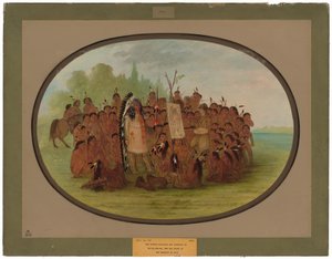 Catlin maluje portret Mah-to-toh-pa - Mandan autorstwa George Catlin