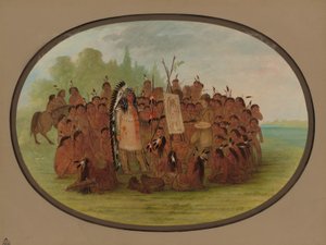 Catlin maluje portret Mah-to-toh-pa - Mandan, 18611869. autorstwa George Catlin