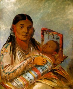 Chee-ah-ká-tchée, Żona Nie-w drodze, 1835-1836. autorstwa George Catlin