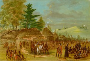 Wódz Indian Taensa otrzymujących La Salle. 20 marca 1682 r autorstwa George Catlin