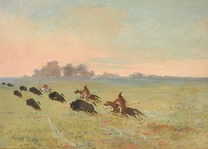 Indianie Komancze ścigający bizony autorstwa George Catlin