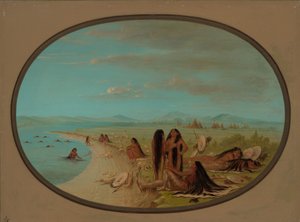 Kąpiel wojowników kruków, 18611869. autorstwa George Catlin