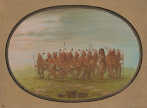 Taniec do Berdache - Saukie, 18611869. autorstwa George Catlin