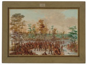 De Tonty prosi o pokój w wiosce Irokezów. 2 stycznia 1680 autorstwa George Catlin