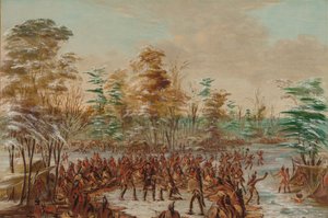 De Tonty pozywający o pokój w wiosce Irokezów. 2 stycznia 1680, 18471848. autorstwa George Catlin