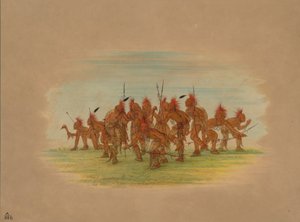 Taniec odkrywczy - Saukie, 1861. autorstwa George Catlin