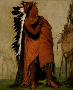 Eé-hee-a-duck-cee-a, ten, który wcześniej wiąże włosy, 1832. autorstwa George Catlin