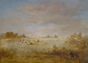 Wypas łosi na jesiennej prerii autorstwa George Catlin