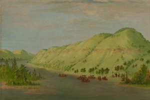 Ojciec Hennepin opuszcza Missisipi, aby dołączyć do La Salle. 8 maja 1680, 18471848. autorstwa George Catlin
