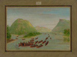 Ojciec Hennepin i dwaj towarzysze uwięzieni przez Siuksów, kwiecień 1680, 1847-48 autorstwa George Catlin