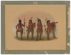 Czterech wojowników Navajo autorstwa George Catlin