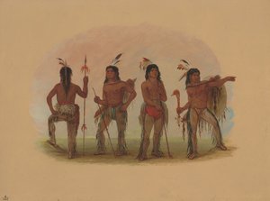 Czterech wojowników Navaho, 18611869. autorstwa George Catlin