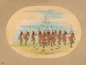 Taniec zielonej kukurydzy - Minatarrees, 1861. autorstwa George Catlin