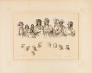 Indianie: 9 torsów mężczyzn i kobiet; 9 głów, profile - nr 28 autorstwa George Catlin