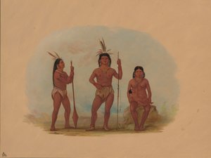 Wódz Klahoquaht, jego żona i syn, 18551869. autorstwa George Catlin