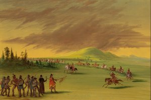La Salle spotyka grupę wojenną Indian Cenis na teksańskiej prerii. 25 kwietnia 1686, 18471848. autorstwa George Catlin