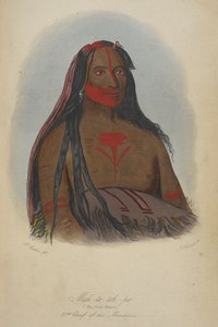 Mah-to-toh-pa (cztery niedźwiedzie) 2. wódz Mandanów. autorstwa George Catlin