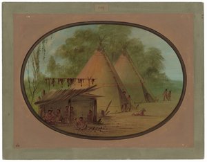 Wykonywanie grotów strzał z krzemienia - Apaczowie autorstwa George Catlin