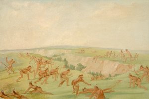 Mandan atakuje partię Arikara, 1832-1833. autorstwa George Catlin