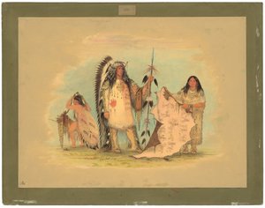 Mandan War Chief ze swoją ulubioną żoną autorstwa George Catlin
