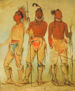 Mun-ne-pús-kee, ten, który się nie boi, Ko-ha-túnk-a, Big Crow i Nah-cóm-ee-shee..., 1834. autorstwa George Catlin